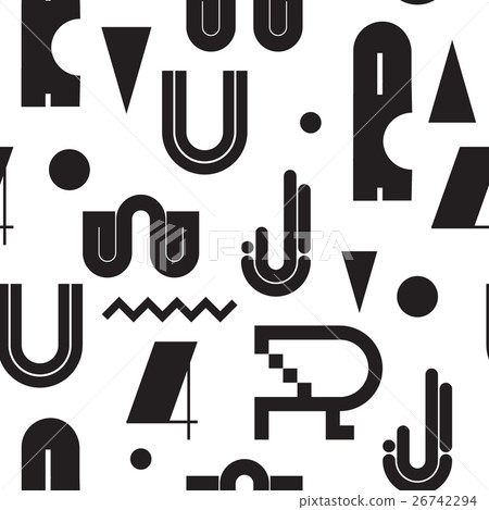 Geometric lettering seamless white pattern Geometric lettering seamless white pattern 26742294