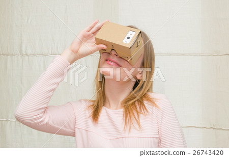 Girl in a virtual reality. Girl in a virtual reality. 26743420