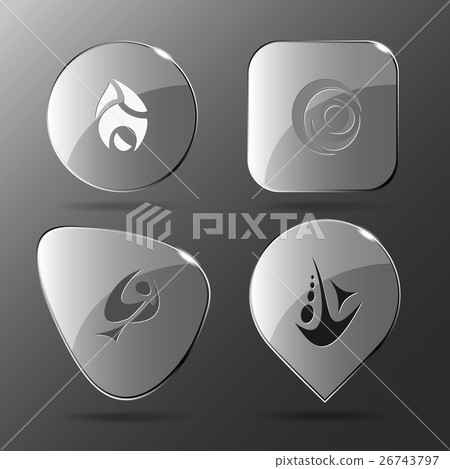 4 images of unique abstract forms.Glass buttons. 4 images of unique abstract forms.Glass buttons. 26743797
