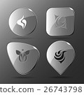 4 images of unique abstract forms.Glass buttons. 26743798