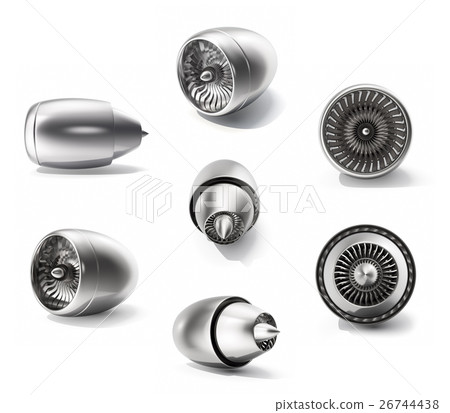 3d rendering turbines set, jet engine set isolated 26744438