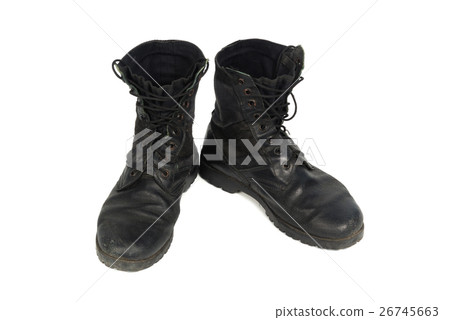 Black combat men boot, isolated on white Black combat men boot, isolated on white 26745663