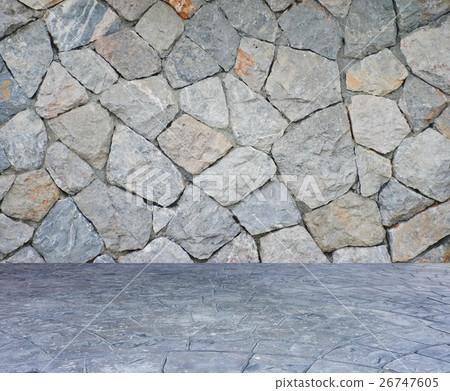 background of brick stone wall and concrete floor background of brick stone wall and concrete floor 26747605
