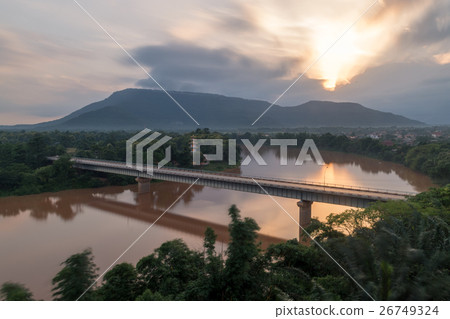 Beautiful sunrise on hotels in lao. 26749324