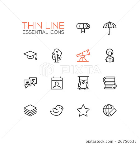Education - Thin Single Line Icons Set 26750533