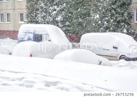 Car covered with snow. Car covered with snow. 26753256