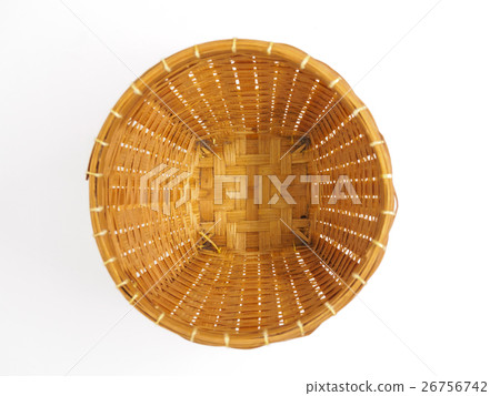 Empty brown wicker woven basket isolated 26756742