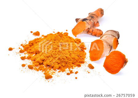 turmeric root and powder isolated on white turmeric root and powder isolated on white 26757059