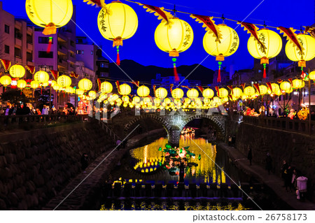 Night view of Nagasaki Lantern Festival ophthalmic bridge Night view of Nagasaki Lantern Festival ophthalmic bridge 26758173