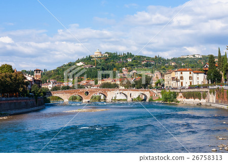 Ponte Pietra bridge on Adige River in Verona 26758313