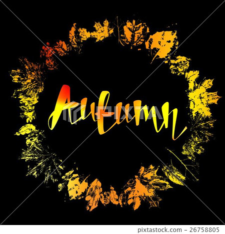 Autumnal round frame. Wreath of autumn leaves. Autumnal round frame. Wreath of autumn leaves. 26758805