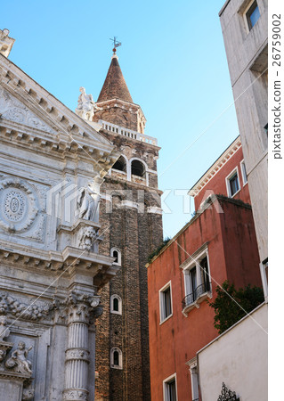 church, houses and campanile tower in Venice church, houses and campanile tower in Venice 26759002