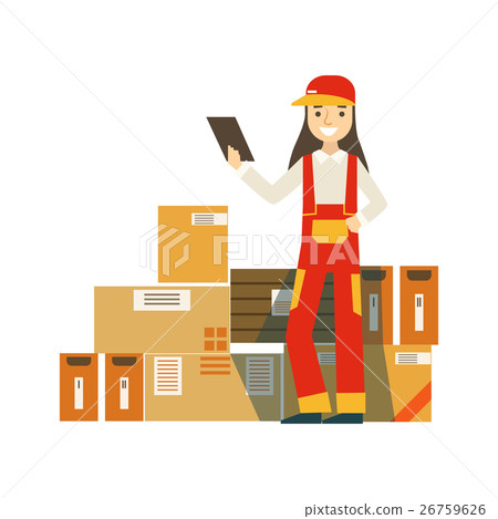 Paper Box Packages Piled Up In Warehouse With A 26759626