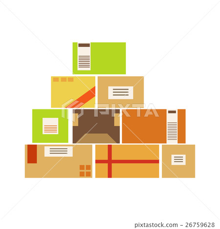 Paper Box Packages Piled Up In The Warehouse Paper Box Packages Piled Up In The Warehouse 26759628