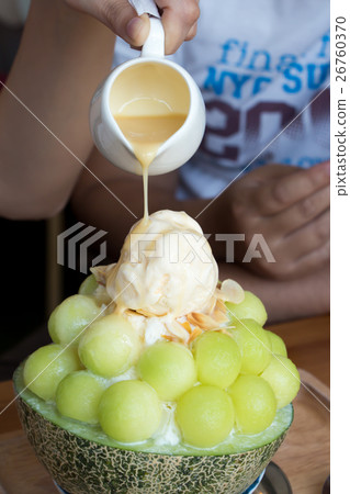 Ice watermelon Bingsu, famous korean ice-cream. 26760370
