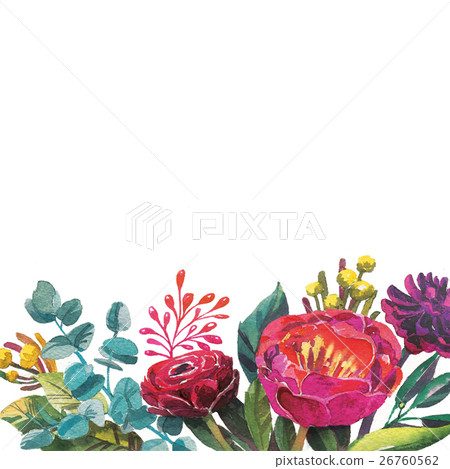 Watercolor flowers frame template. 26760562