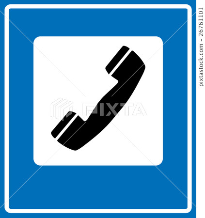 Phone sign on blue traffic sign 26761101