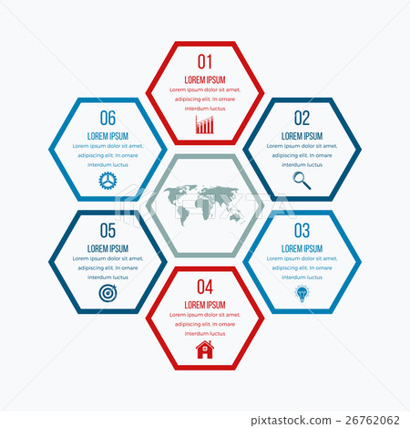 Vector illustration infographics six hexagons 26762062