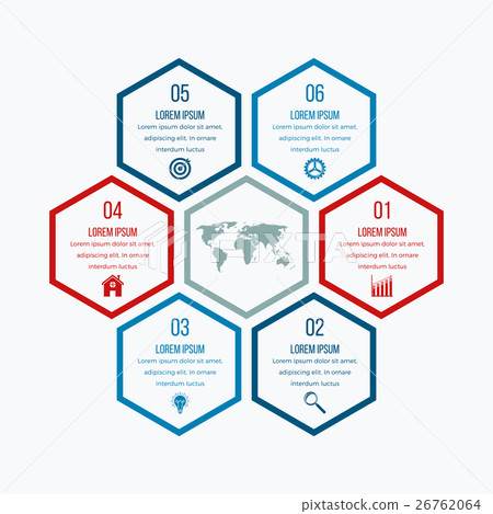 Vector illustration infographics six hexagons 26762064