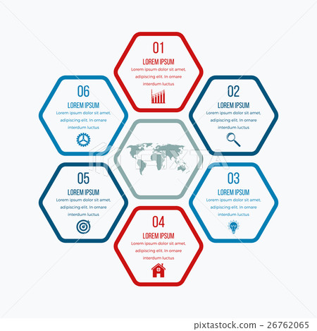 Vector illustration infographics six hexagons 26762065