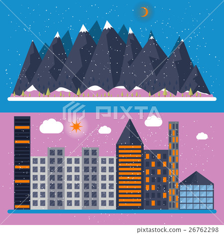 Vector illustration of a flat design with city Vector illustration of a flat design with city 26762298