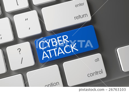 Cyber Attack CloseUp of Keyboard. 3D. 26763103