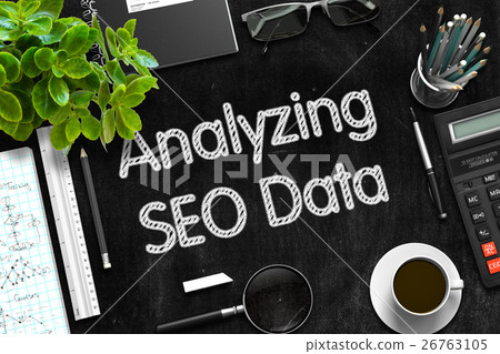 Analyzing SEO Data on Black Chalkboard. 3D Analyzing SEO Data on Black Chalkboard. 3D 26763105