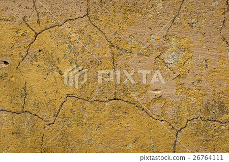 Plastered walls with peeling paint yellow Plastered walls with peeling paint yellow 26764111