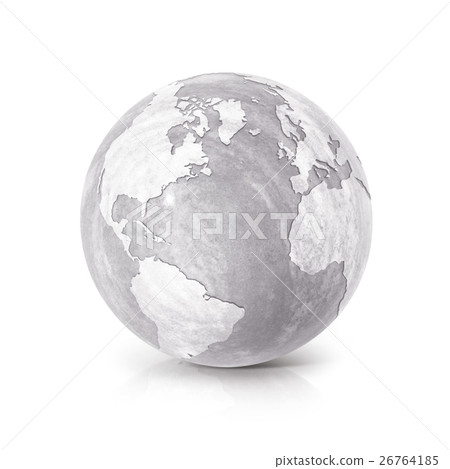 Cement globe 3D illustration America map Cement globe 3D illustration America map 26764185