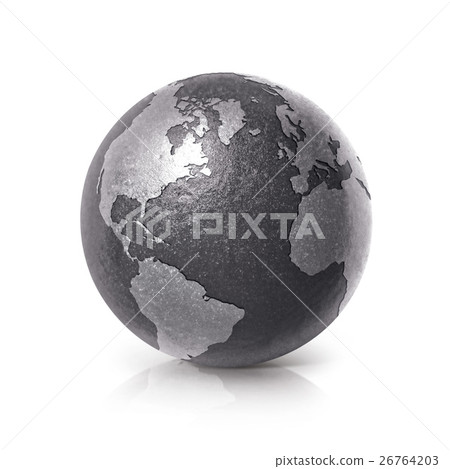Black iron globe 3D illustration America map Black iron globe 3D illustration America map 26764203