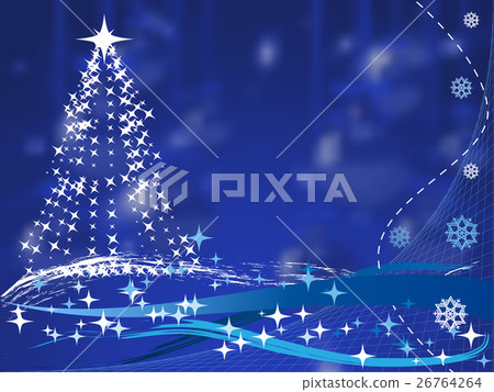christmas tree on blue background with balls - Stock Illustration ...