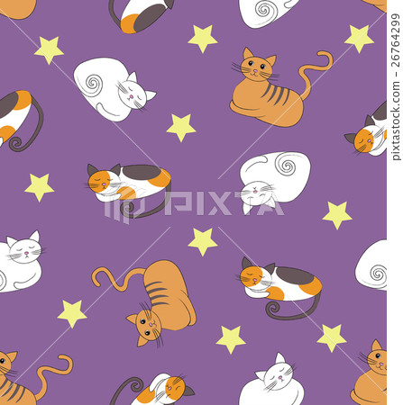 Seamless pattern with sleeping cats Seamless pattern with sleeping cats 26764299