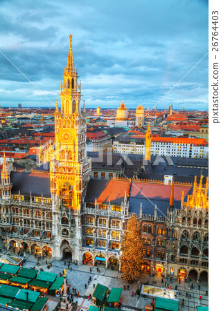 Aerial view of Marienplatz in Munich Aerial view of Marienplatz in Munich 26764403