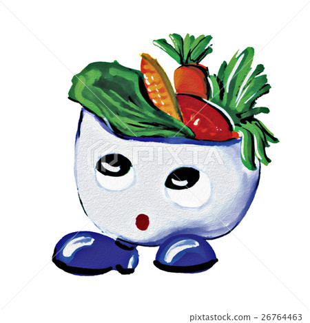 插图素材: painting salad boy character