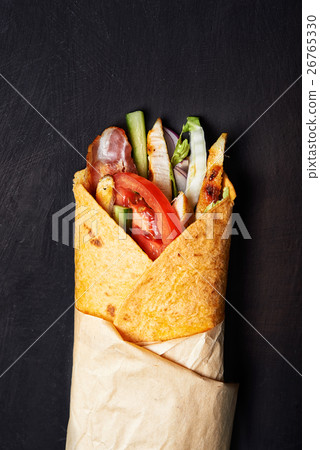 wrapped sandwich with chicken wrapped sandwich with chicken 26765330