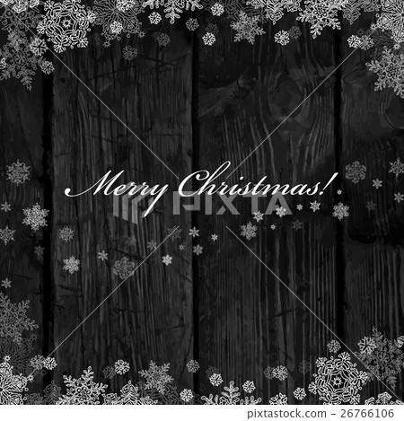 Wooden black christmas background with snowflakes - Stock Illustration ...