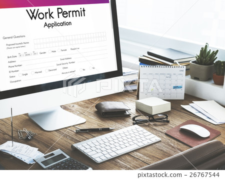 Work Permit Application Job Employment Concept Work Permit Application Job Employment Concept 26767544