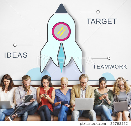 Rocket Spaceship Startup Business Strategy Graphic Concept Rocket Spaceship Startup Business Strategy Graphic Concept 26768352