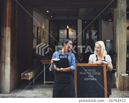 Uniform Apron Coffee Shop Cafe Team Barista Concept Uniform Apron Coffee Shop Cafe Team Barista Concept 26768412