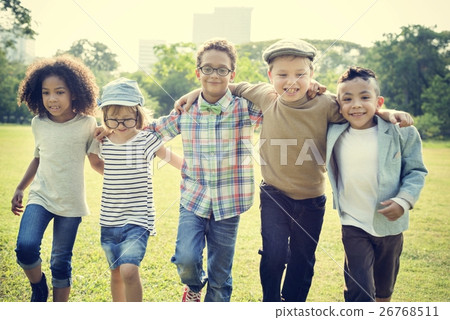 Casual Children Cheerful Cute Friends Kids Joy Concept 26768511