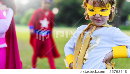 Superheroes Cheerful Kids Expressing Positivity Concept 26768548