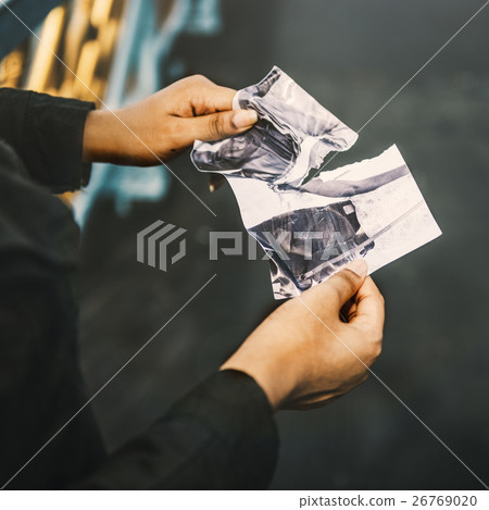 Tearing Photo Torn Apart Breakup Sadness Concept Tearing Photo Torn Apart Breakup Sadness Concept 26769020