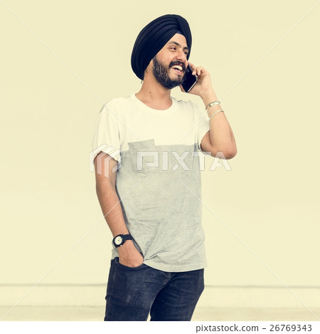 Man Indian Telecommunication Phone Connection Concept 26769343