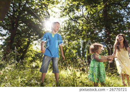 Brother Sister Cheerful Leisure Offspring Kids Concept Brother Sister Cheerful Leisure Offspring Kids Concept 26770721