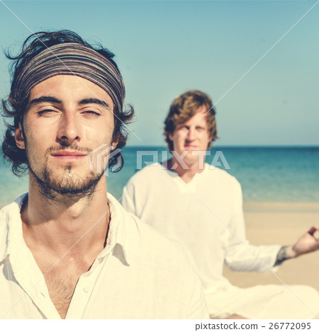 Beach Yoga Balance Calm Relaxing Exercise Concept 26772095