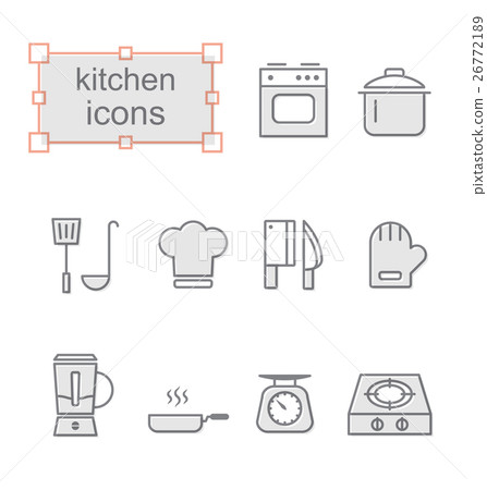 Thin line icons set, Kitchen 26772189
