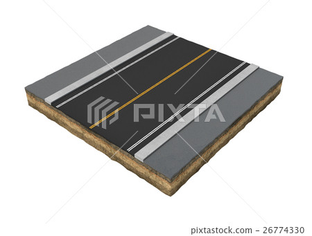 Rendering square piece of asphalt road isolated on Rendering square piece of asphalt road isolated on 26774330