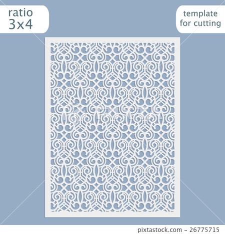 Laser cut wedding invitation card template vector Laser cut wedding invitation card template vector 26775715