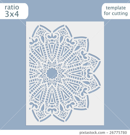 Laser cut wedding invitation card template 26775780