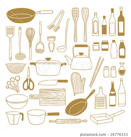 Handwritten kitchen tools condiments 26776153